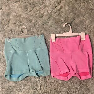 Women's Blue and Pink Bike Shorts 2 pairs for 15 dollars